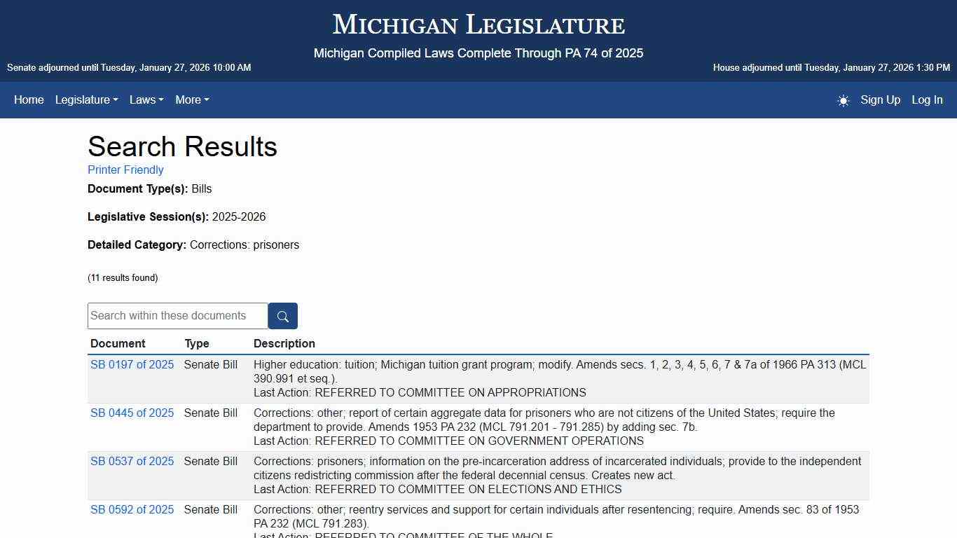 Search Results - Michigan Legislature
